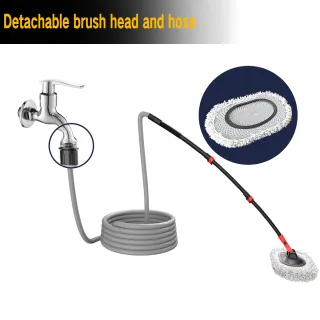 Portable 41-inch Automatic Water Car Wash Mop For Home And Outdoor Use, Featuring A Soft Brush Head To Prevent Scratches, Includes A 10-meter Hose That Connects To A Water Faucet, 