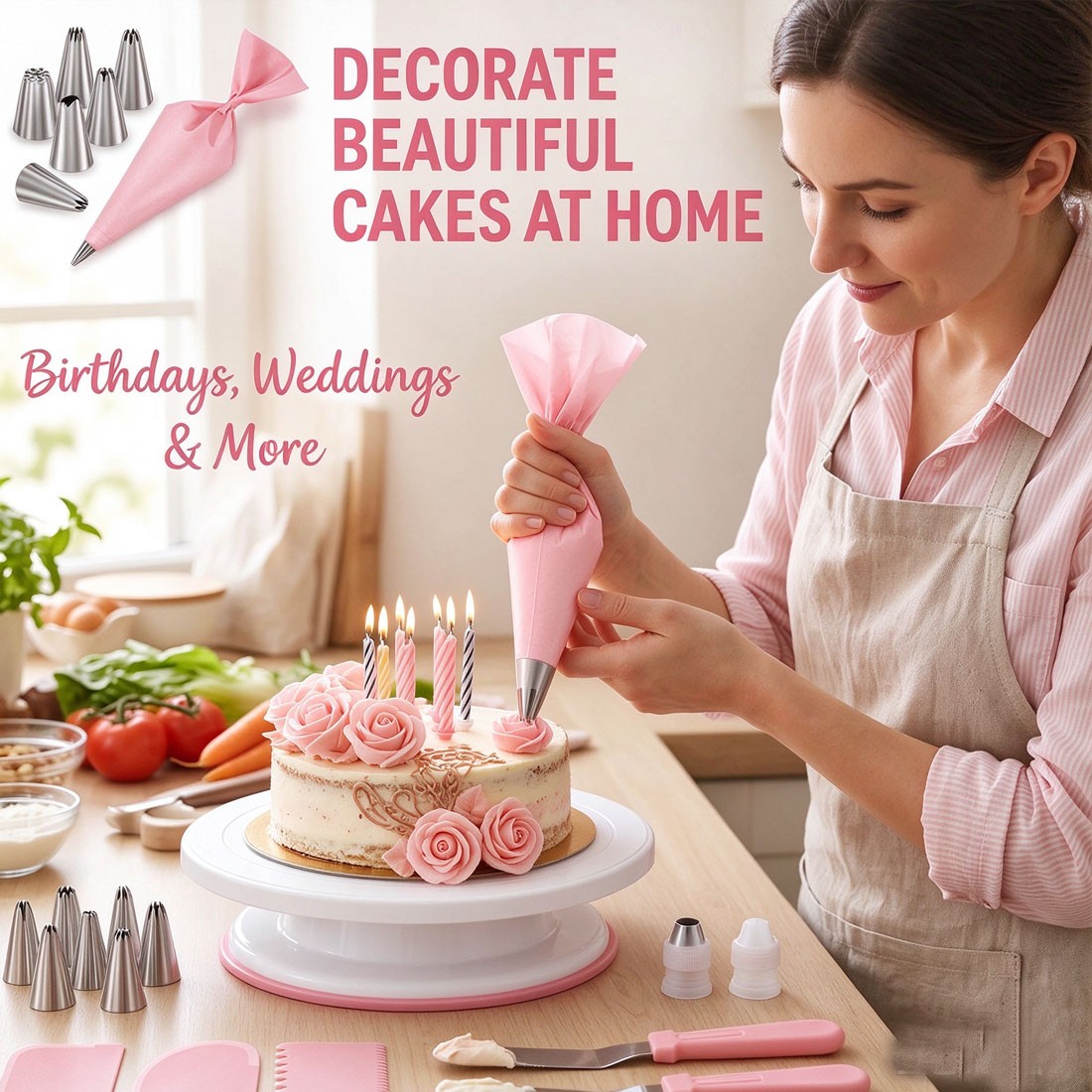 36pcs cake turntable rotating stand cake plate revolving
