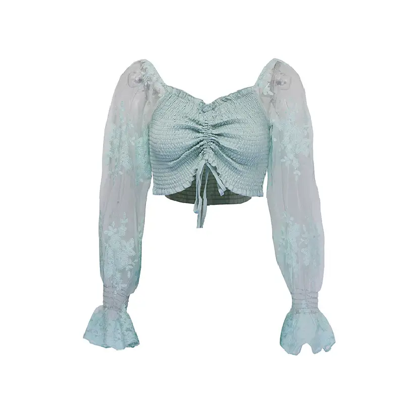 Bottoming Shirt Drawstring Lace Long Sleeves