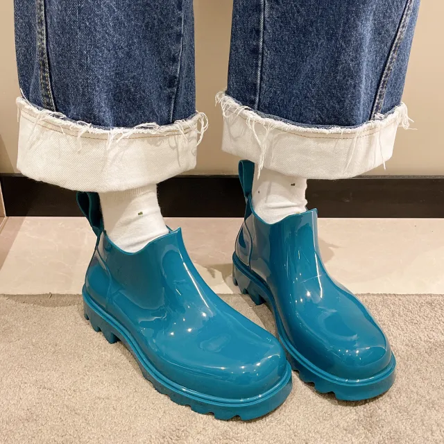 Fashion Candy Color Rubber Anti Slip Rain Boots Blue - Shop at LoveMi