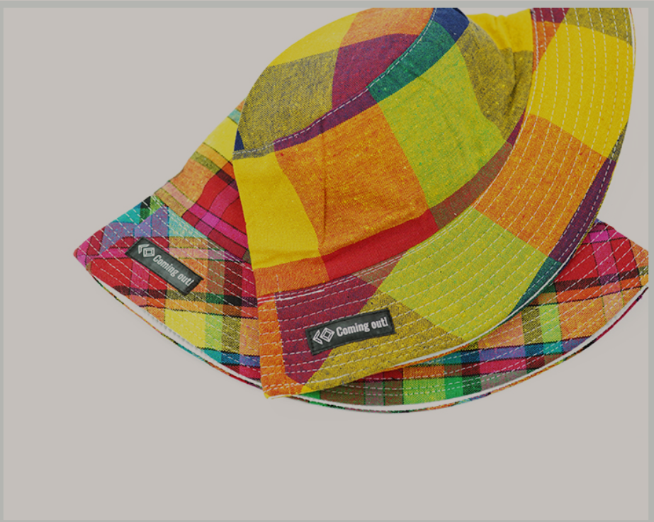 Cotton And Linen Breathable Bucket Hat Rainbow Check