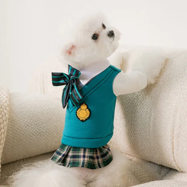 Pet Dog College Style Uniform Bow Tie Set Green - Shop at LoveMi