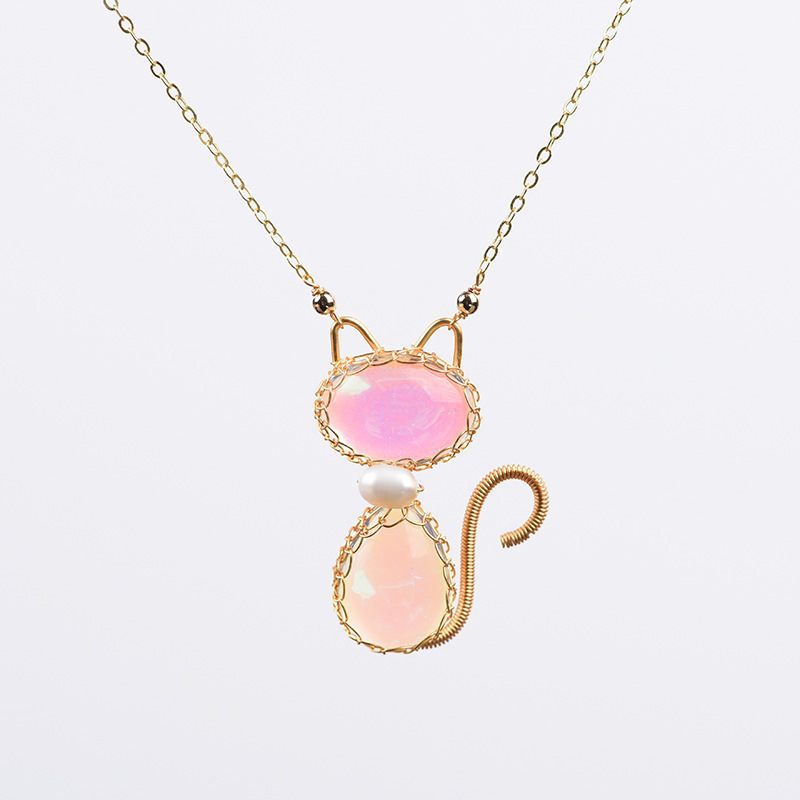 Egg White Moonstone Hand-wrapped Wrapped Silk Butterfly Kitten