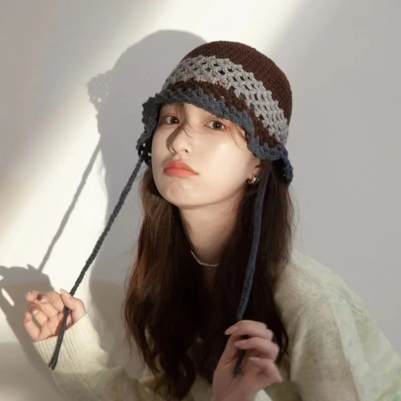 قبعة صياد السمك النسائية المجوفة المقعرة العصرية على الطراز الكوري