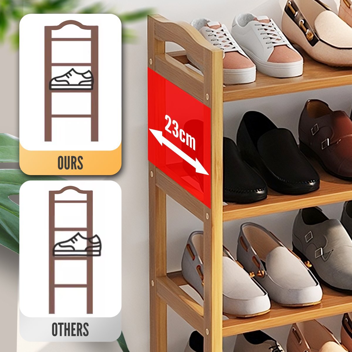 6-Tier Bamboo Shoe Rack - Tall Standing Storage Shelf & Footwear Organizer UK — image 5