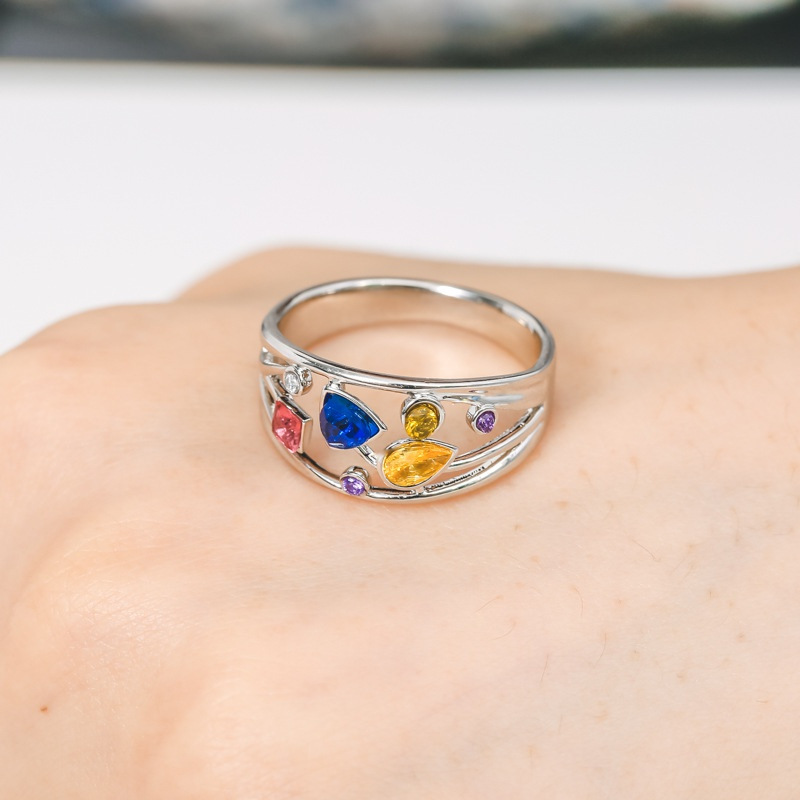 Multicolor Geometric Metal Ring Female Jewelry
