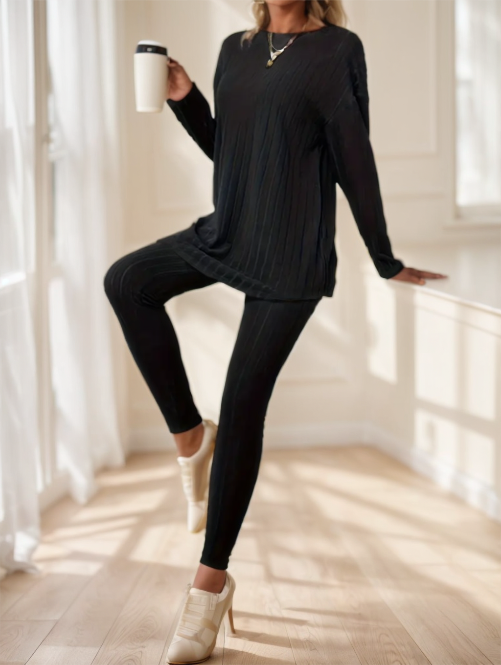 Women's Casual Solid Two-piece Pants Set