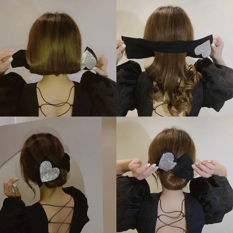 Elegant Women Deft Bun Hair Bands Crystal Magic Headband