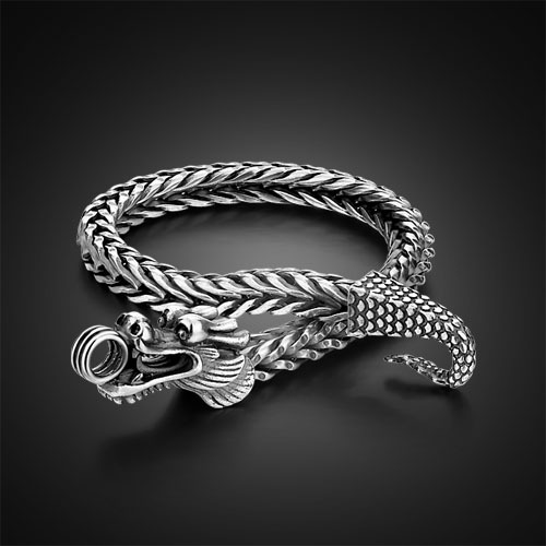 Dragon Men's Bracelet Plated Thai Silver Retro Style Dragon Chain Ornament