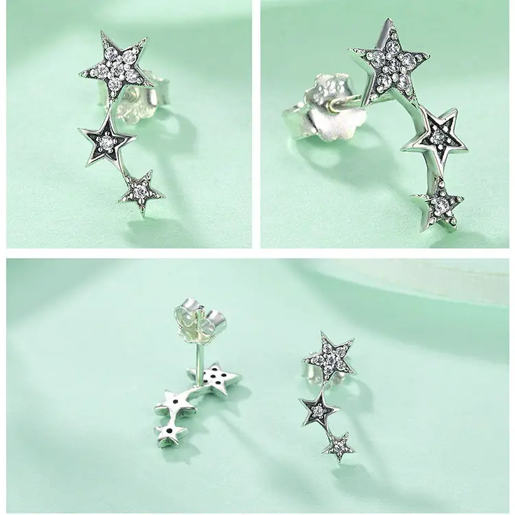 Five Point Star Set Zircon Earrings