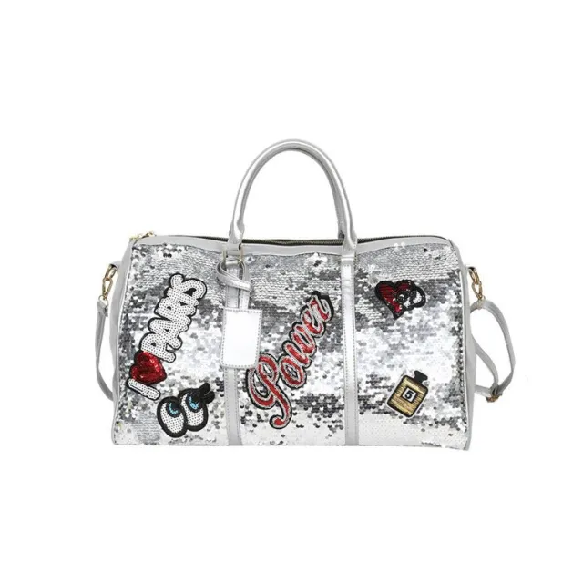 Fashion Sequin Letter Women's One Shoulder Diagonal Bag Silver - Shop at LoveMi