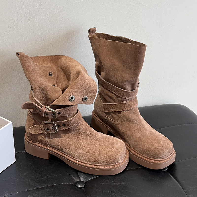 Faux Suede Platform Boots