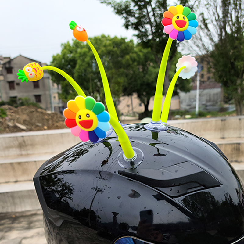 Helmet Suction Cup Swinging Sunflower Decoration Universal Helmet