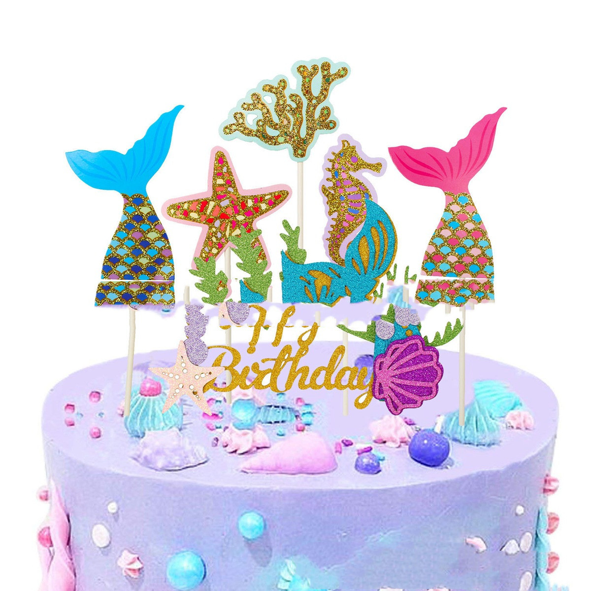 Title 2, Starfish Mermaid HAPPY BIRTHDAY EnglishCake Ins...