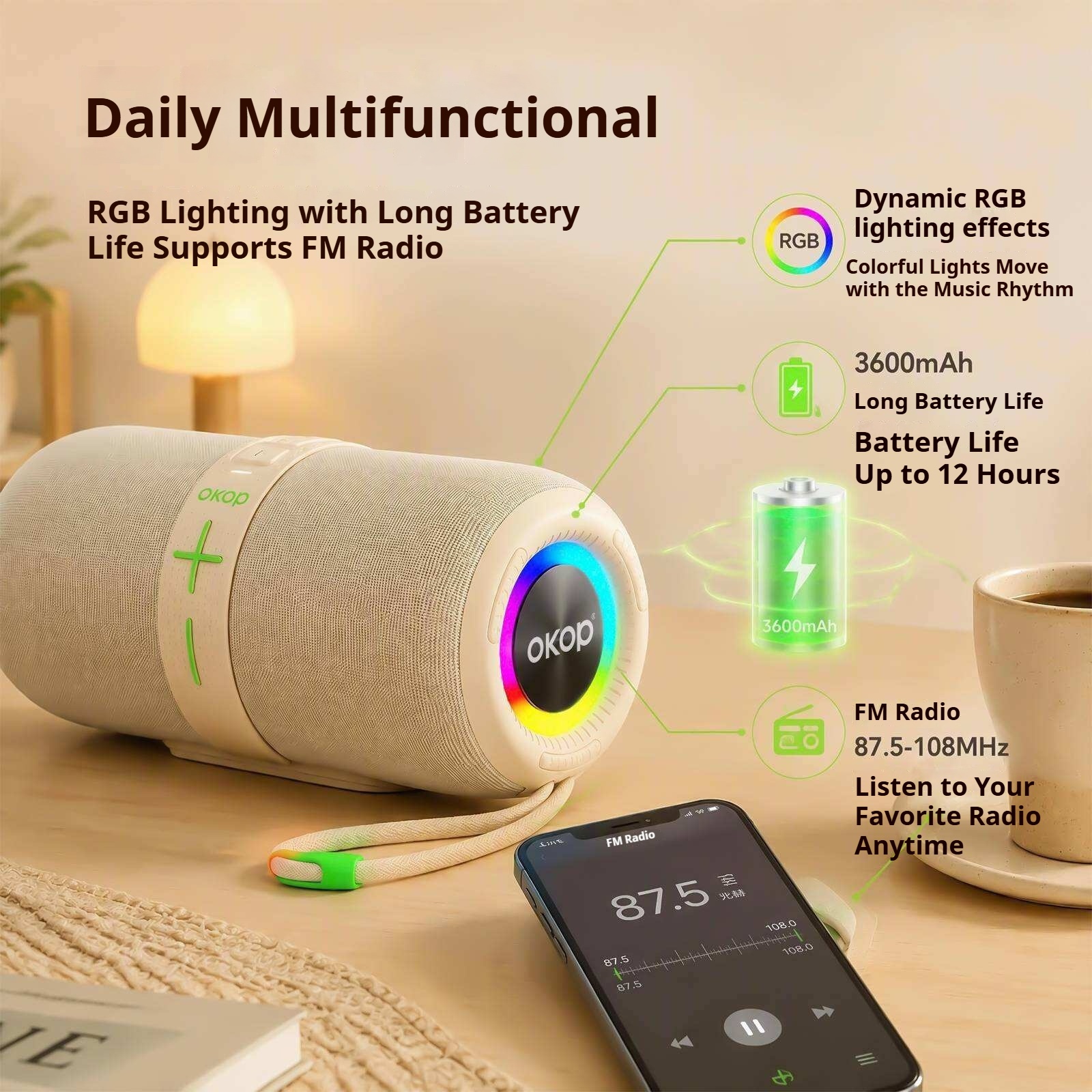 KP-873 Best-selling Wireless Bluetooth Speaker Featuring RGB Lighting A Portable Handle Long Battery Life And High Power Output Factory Stock Available image 2
