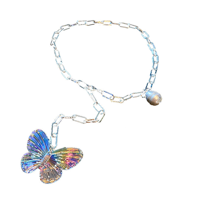 Butterfly Titanium Steel Necklace Necklace Pearl Clavicle Chain