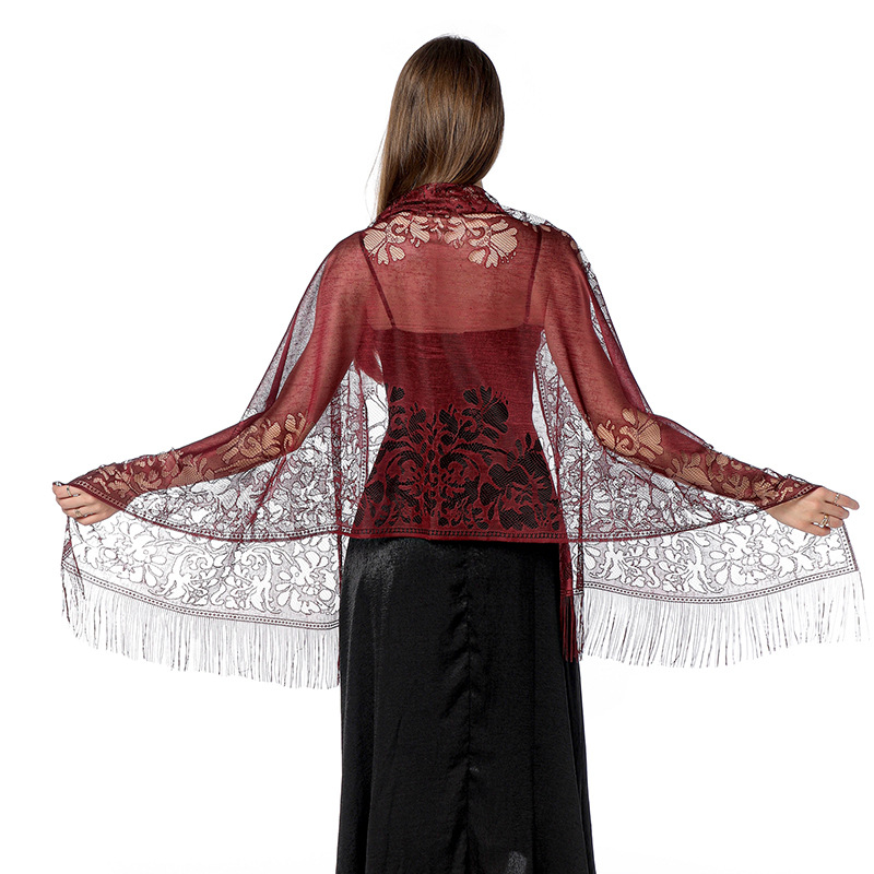 Women's Hollow Lace Solid Color Shawl Scarf