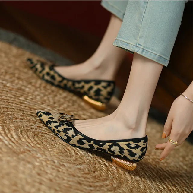 Retro Thick heeled Low heeled Single Shoes Women Leopard - Shop at LoveMi