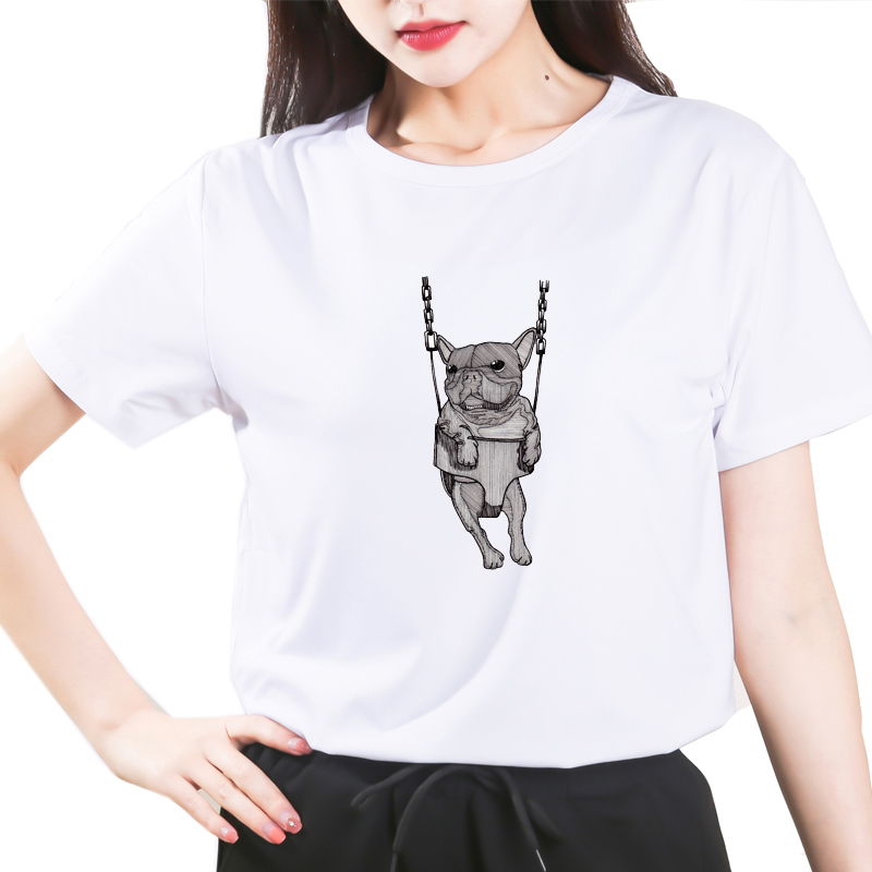 Title 9, French Bulldog Dog Print All-match T-shirt For ...