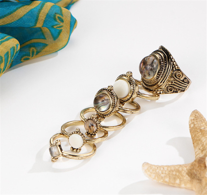 Water Drop Pebbles 6-piece Joint Ring Set