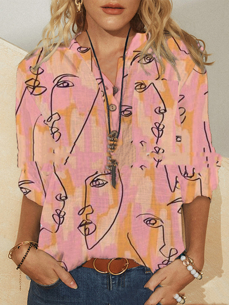 Title 6, Blusa Feminina Manga Longa Estampada Abstrata