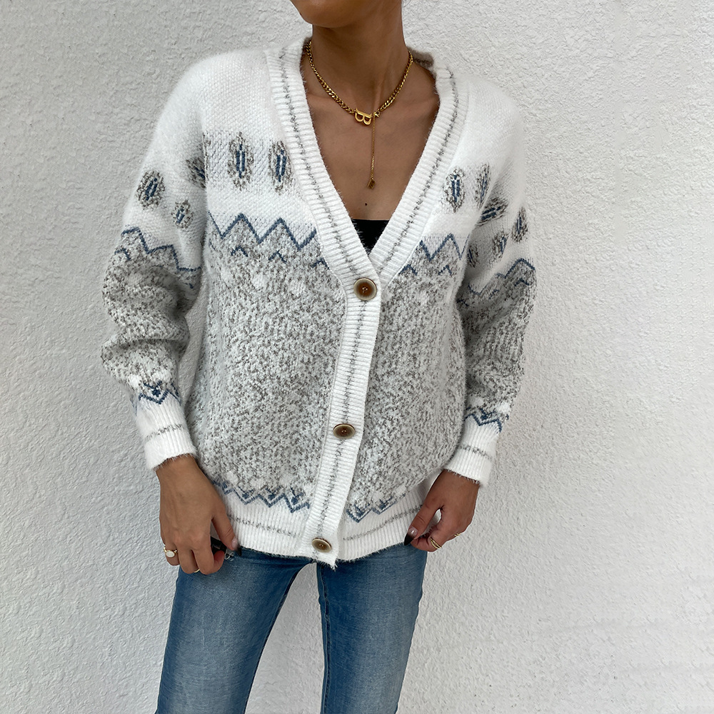 Fashion Casual Ladies Single Breasted Knitted Wool