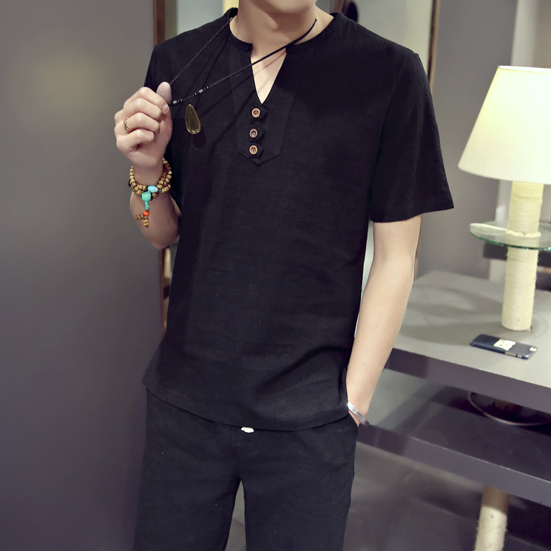 Breathable Thin Cotton And Linen Leisure Suit