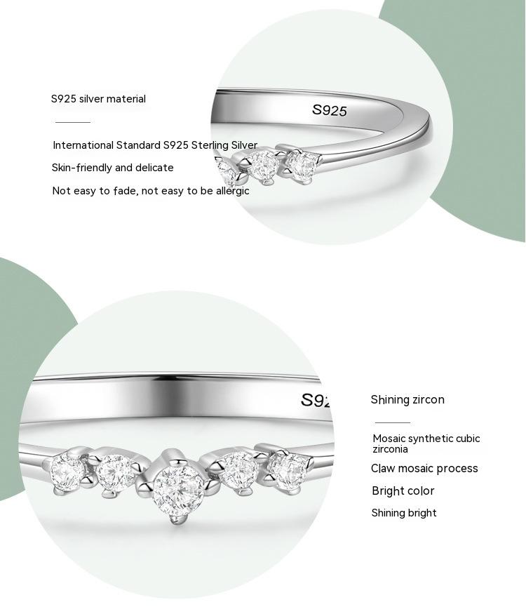 Female Refined And Simple Micro Rhinestone Ring Special-interest Design Closed Mouth
