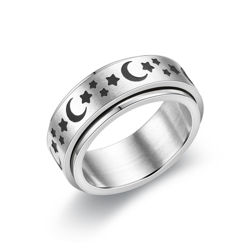 Star And Moon Titanium Steel Rotating Ring Stainless