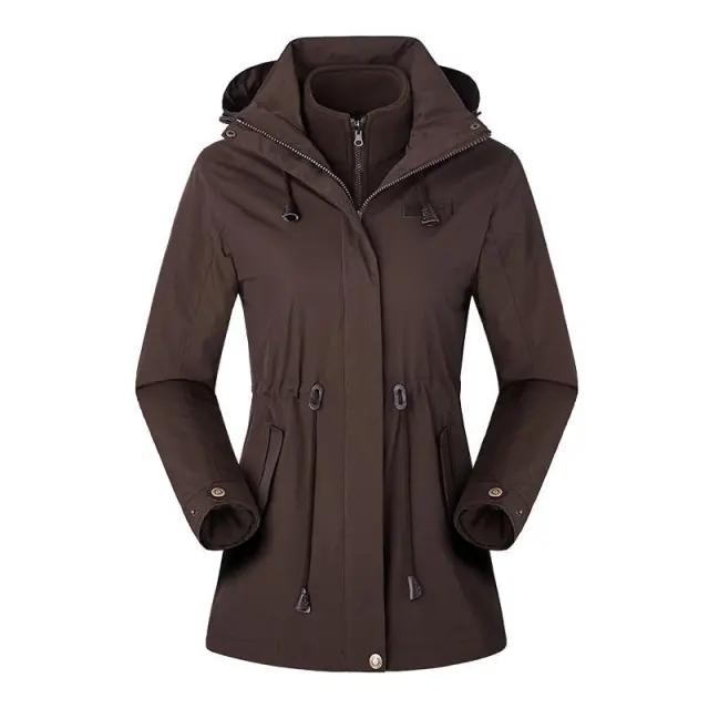Multi color Optional Medium And Long Jackets Outdoor Fashion Can Be Waist Warm Brown - Shop at LoveMi