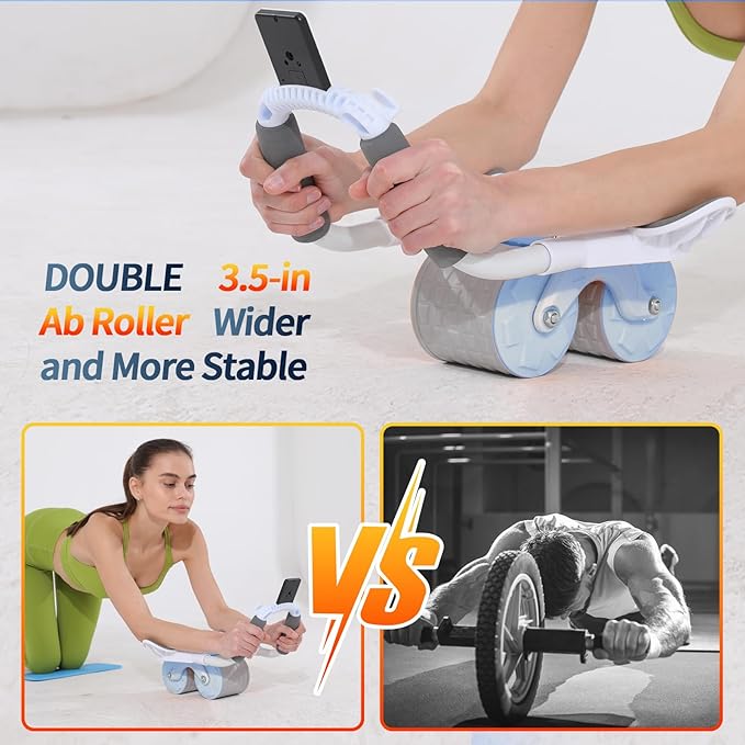 Elbow Support Automatic Rebound Abdominal Wheel Ab Roller for Abdominal Exercise Machine Abs Workout Equipment, Dolly Core Strengthening Trainer Fitness Belly Training