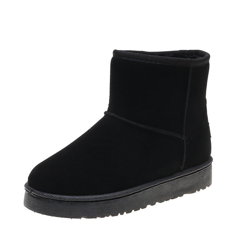 Women's Flat-Bottom Thickened Leather Plus Size Couple Snow Boots