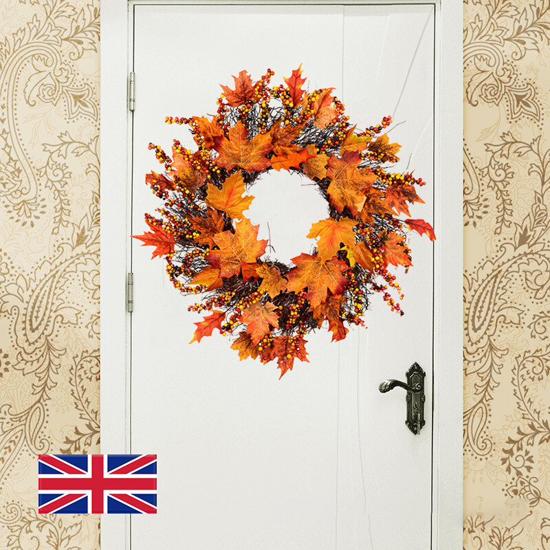 Large 45cm Fall Door Hanging Wreath Autumn Color Maple Leaf