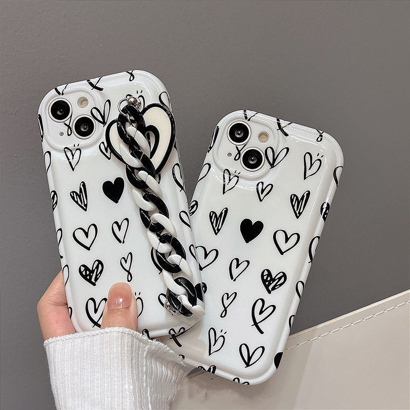 Black Graffiti Love Chain Phone Case - Image 2