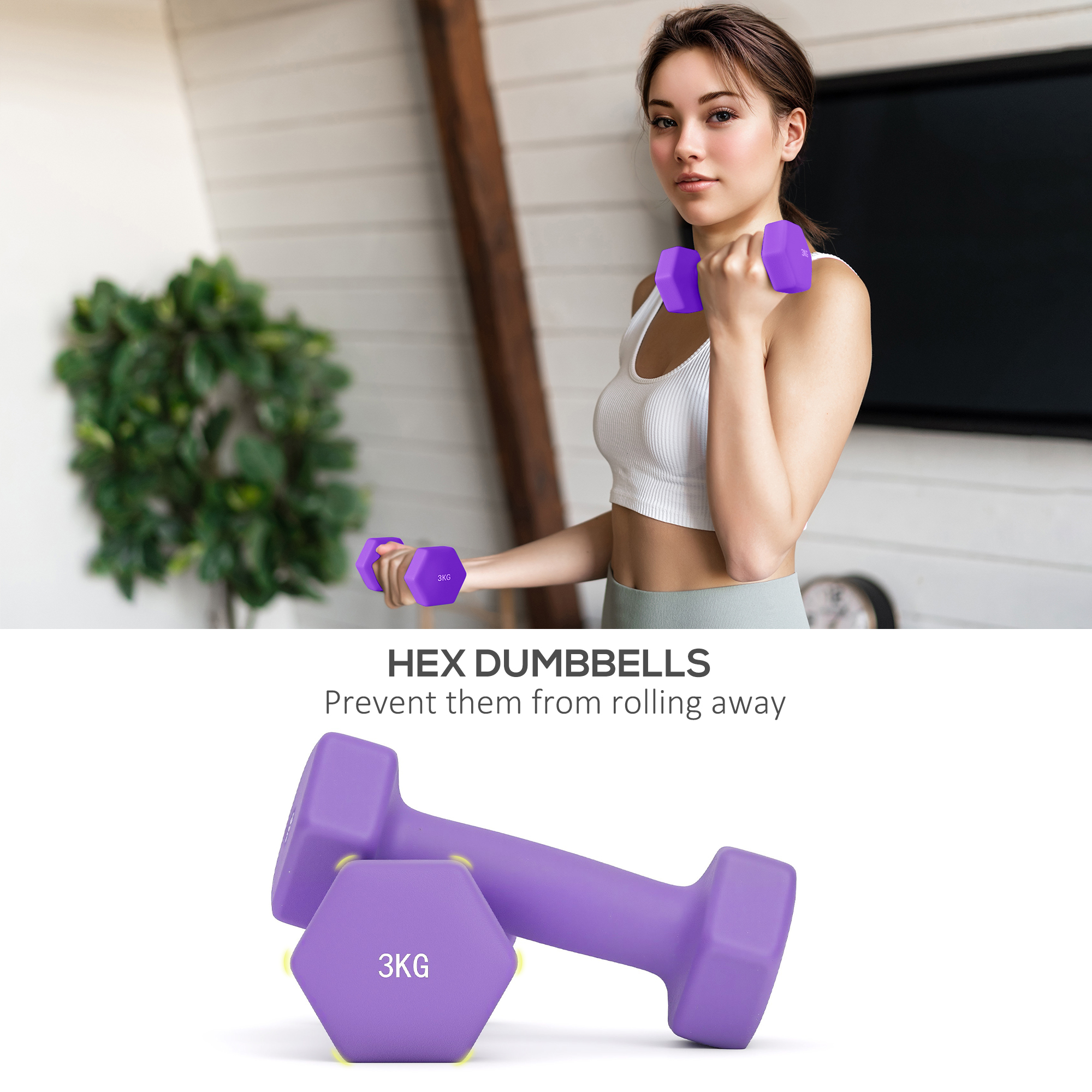 Dumbbell Set With Storage Rack , 2 X 1kg, 2 X 2kg, 2 X 3kg — image 8
