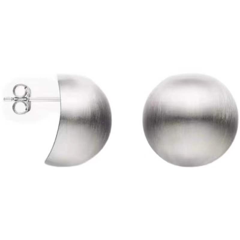 Brushed Ball Earrings S925 Silver Fashion Versatile Light Luxury