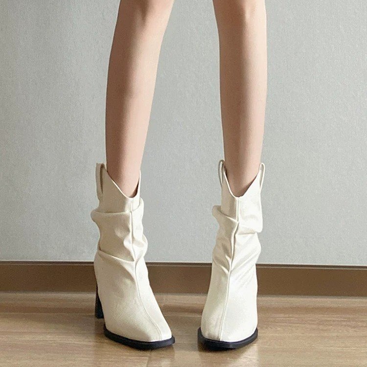 Slouchy Ruched Ankle Boots