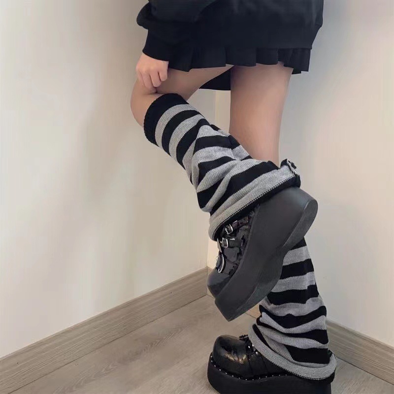 Retro Striped Warm Wool Loose Wide Leg Socks