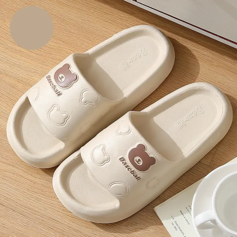 Cute Cartoon Bear Slippers for Women Summer Indoor Thick-soled Non-slip Floor