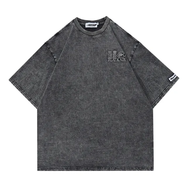 Men's Embroidered Wash Short Sleeve Black - Shop at LoveMi