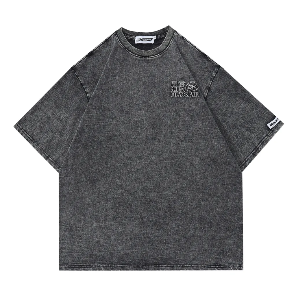 Men's Embroidered Wash Short Sleeve - Black