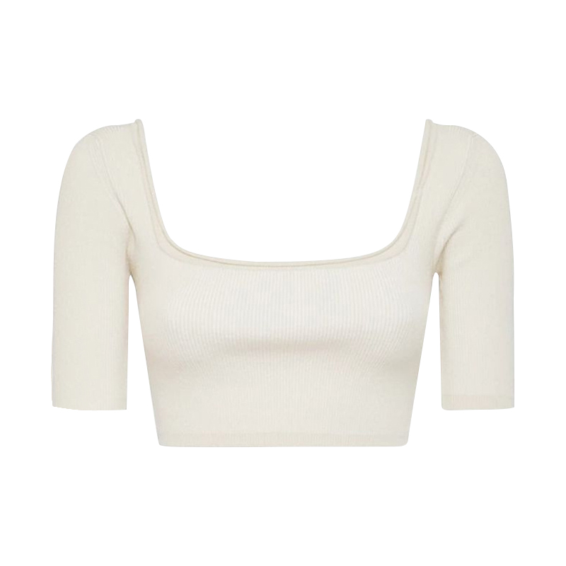 U-shaped Collar Short-sleeved Sweater T-shirt Women