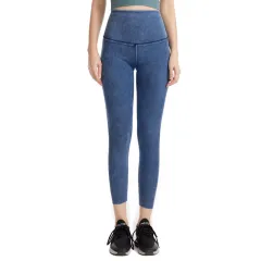 Women's Elastic High Waist Abdominal Hip Lift Yoga Pants - Light Blue - View 1