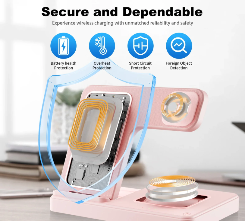 3 In 1 Magnetic Wireless Charger Stand 15W Fast Charging Dock Station Multiple Devices