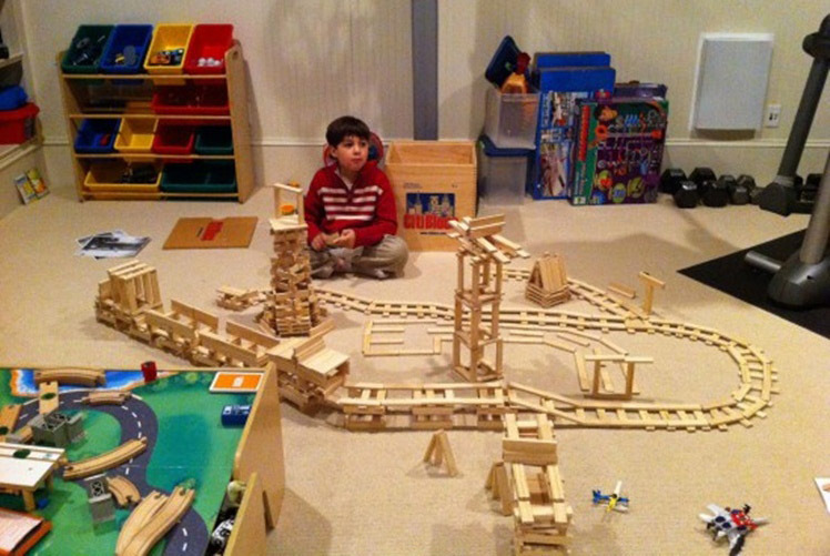 Log Construction Wooden Puzzle Assembling Building Block Toy 9