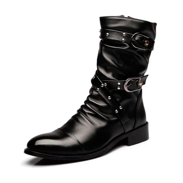 Head Mid top Martin Military Long High Leather Boots Black - Shop at LoveMi