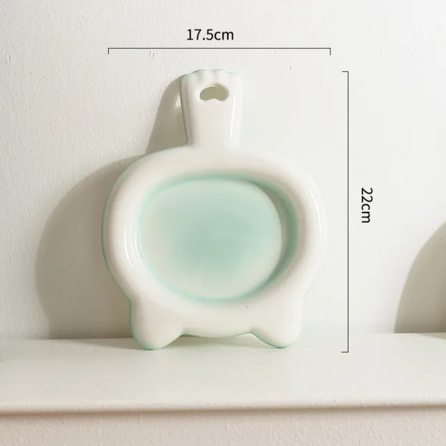 Ceramic Cat Bowl Cat Plate Snack Bowl Rice Bowl Dinner Plate Cat Food Bowl Pet Plate Shallow Mouth Bowl Green - Shop at LoveMi