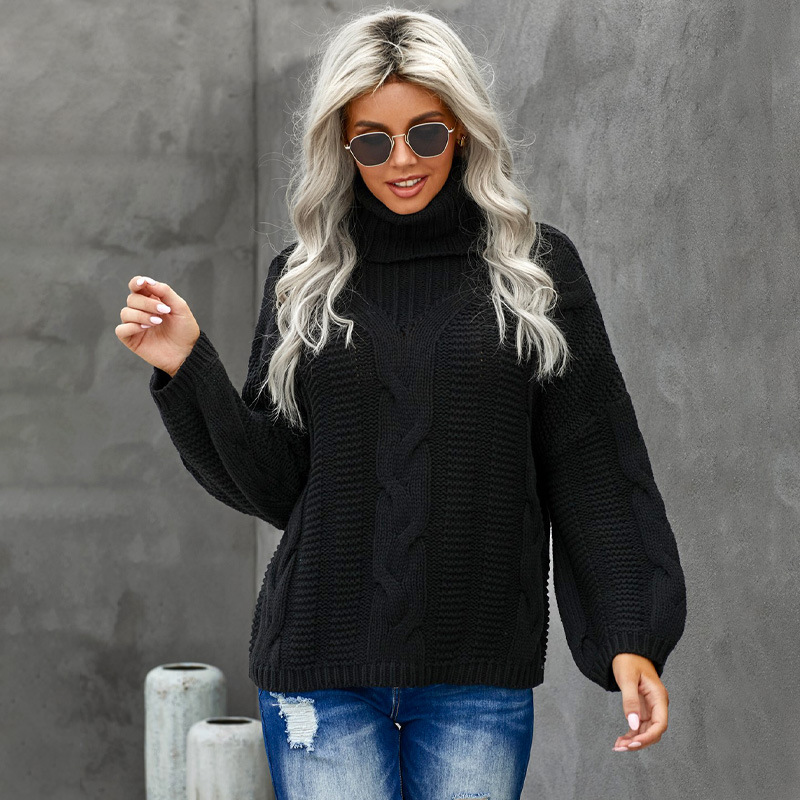 Pure Color Casual Long Sleeve Turtleneck Sweater
