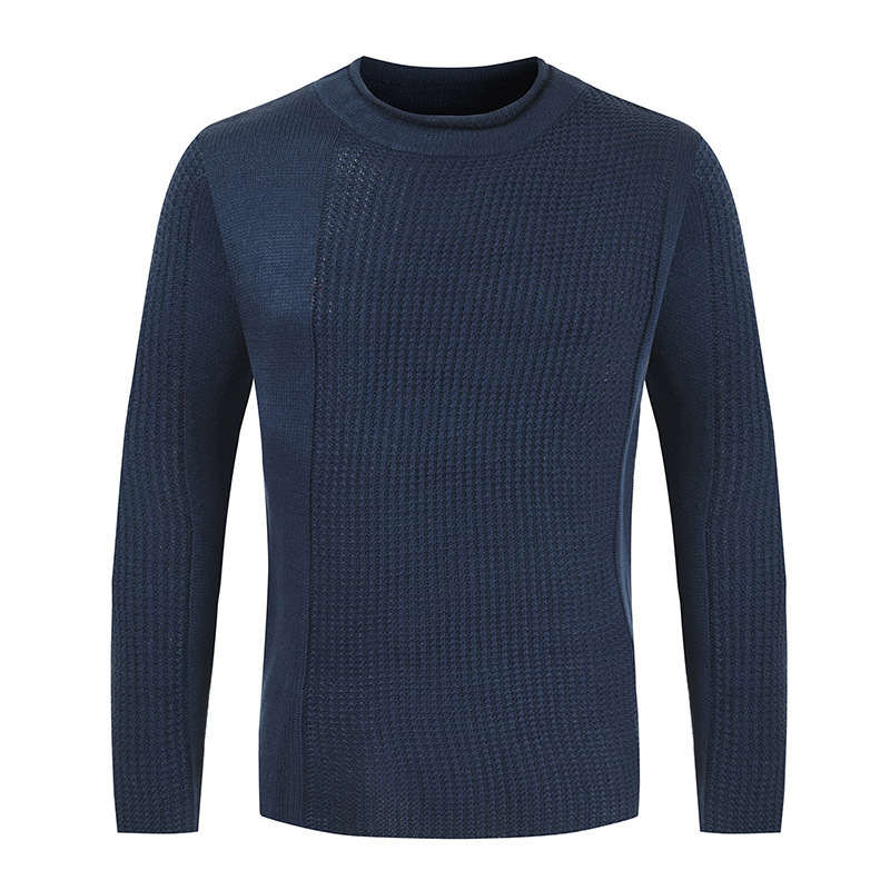 Men  Sweater Low Neck Round Mouth Solid Color