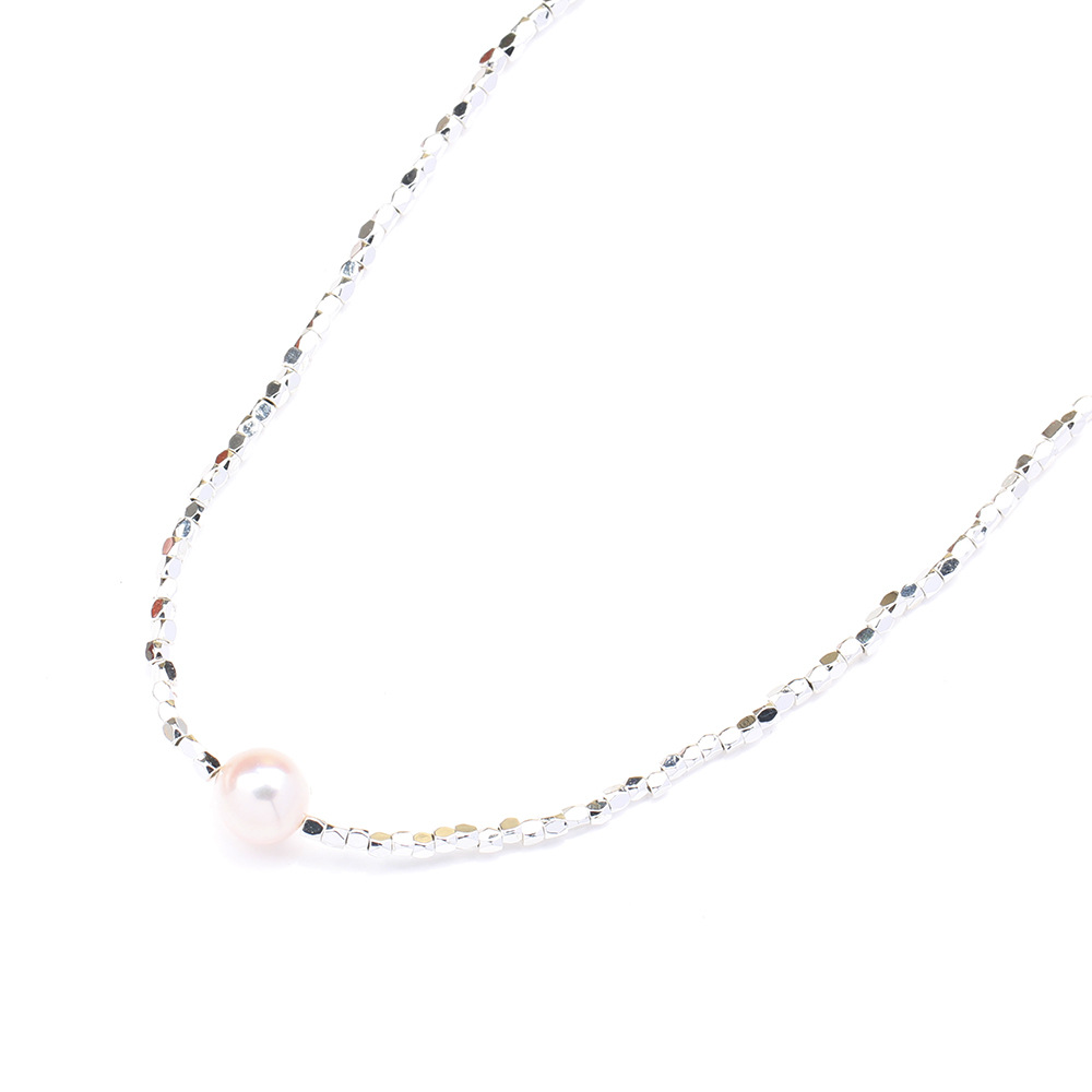 New Cute Simple Broken Silver Necklace Natural Pearl Pendant Colourful Beads Collarbone Chain Women's Accessories — foto 6